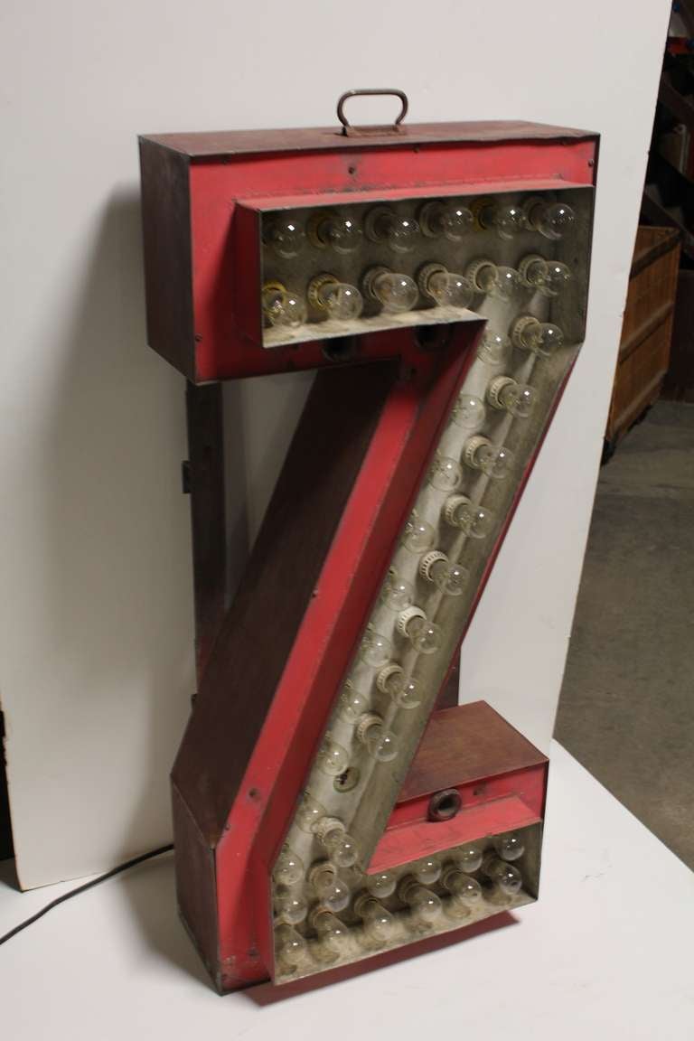 1930's theater marquee light up letter Z. In working condition.