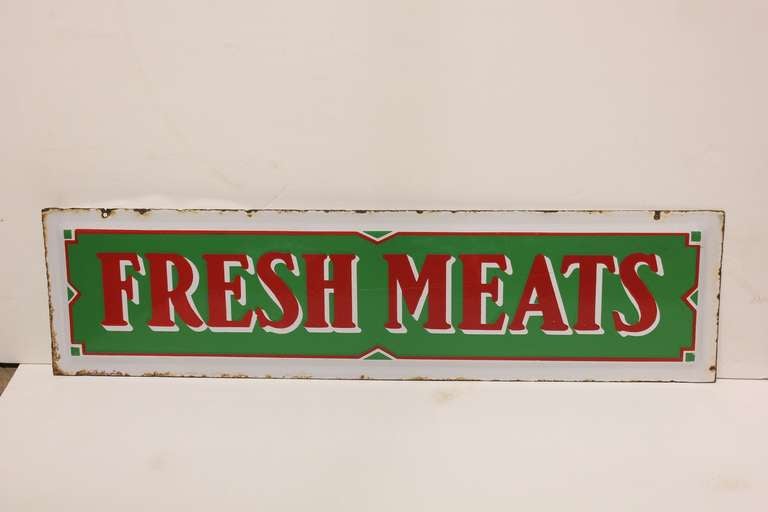 Enamel Fresh Meats sign.