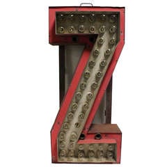Vintage 1930's Theatre Marquee Light Up Letter Z