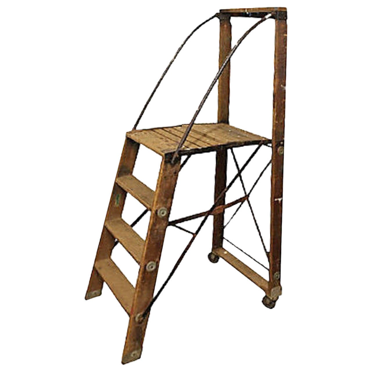 Large Antique American Dry Goods Store Ladder For Sale at 1stDibs