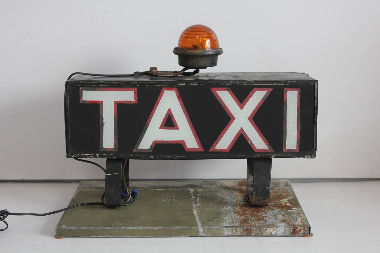 Early 1900s double-sided light up glass sign 