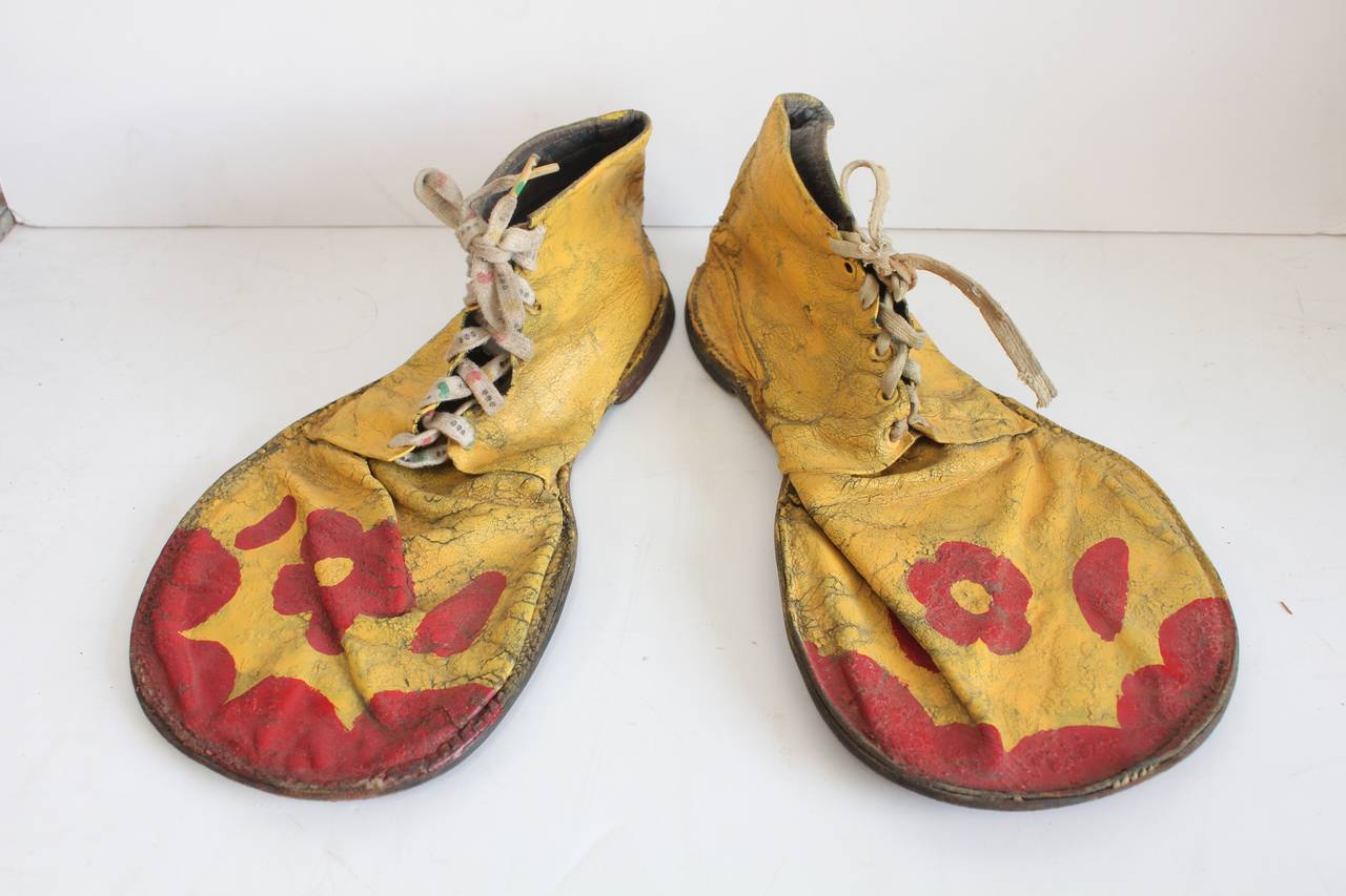 Vintage clown leather shoes.