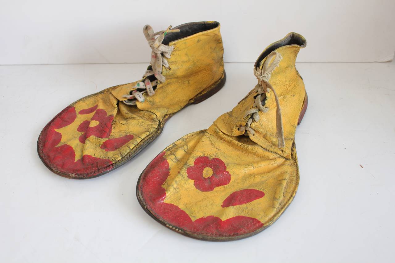 Folk Art Vintage Clown Leather Shoes