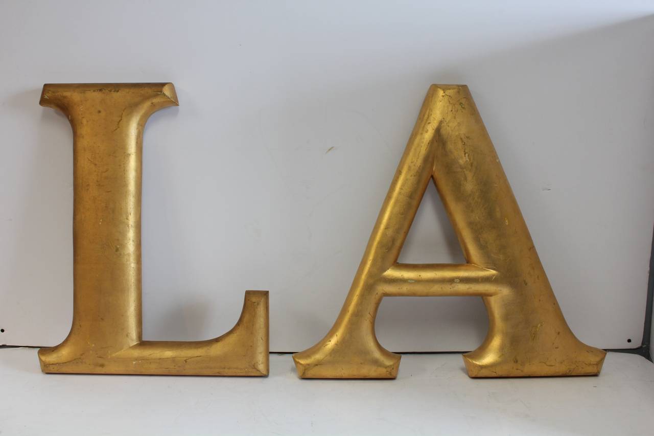 Large antique gold leaf wood letters 