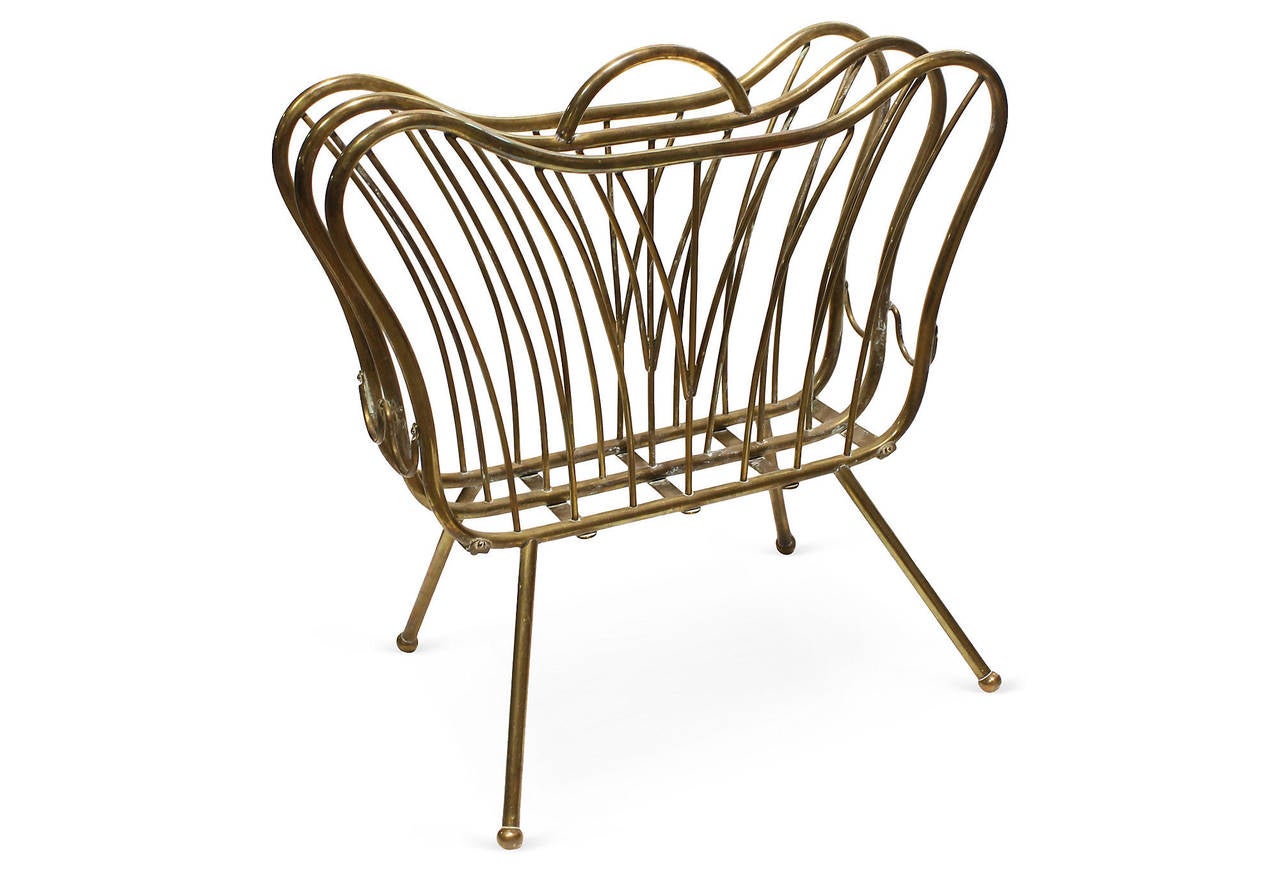 Mid-Century Italian Brass Magazine Rack