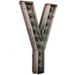 Vintage 1930's Theater Marquee Light Up Letter " Y "