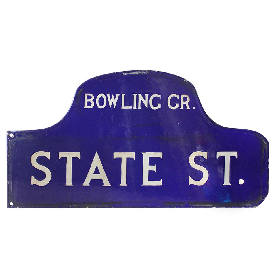 1930's Double Sided Porcelain Humpback State Street Sign