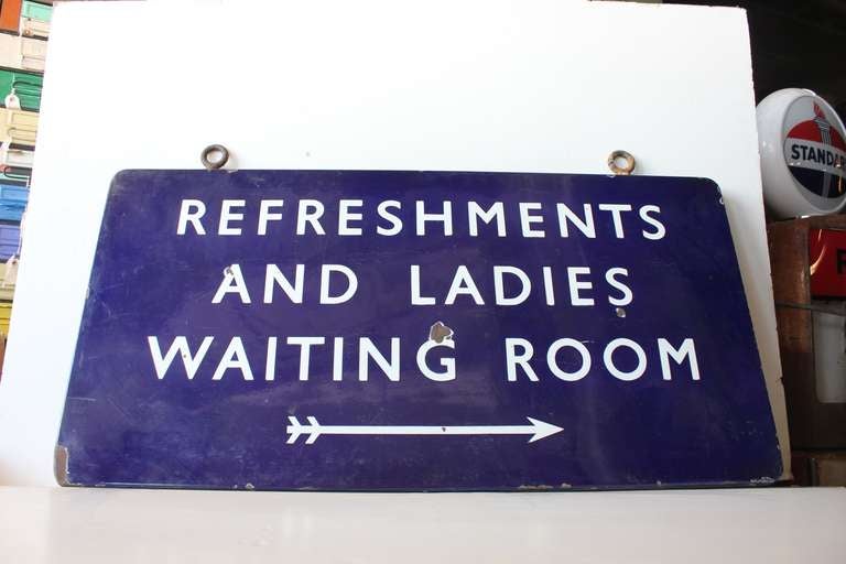 1930's double sided porcelain train station sign 