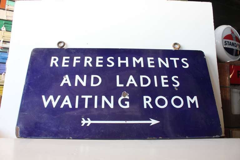 1930's double sided porcelain train station sign 