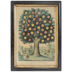 1800s Currier & Ives Lithograph "Tree of Temperance"