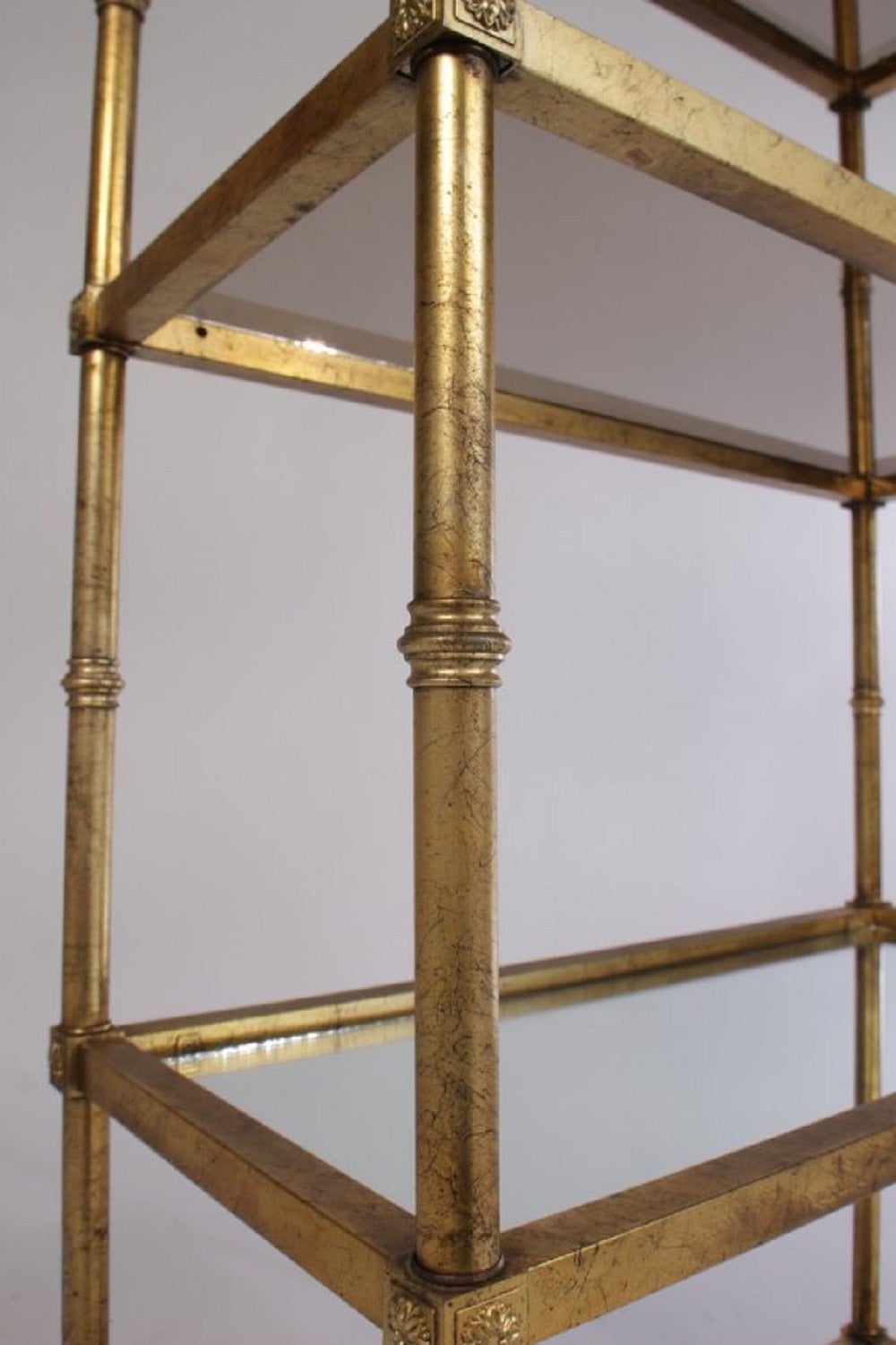 Hollywood Regency Pair Of Stylish Regency Style Gold Leaf Etageres