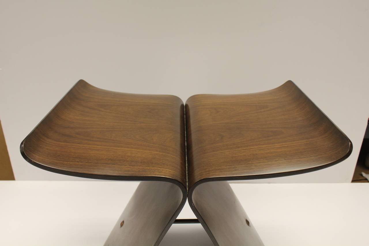 Butterfly stool designed by Sori Yanagi for Tendo Mokko. Original Tendo tag. Sori Yanagi designed Butterfly stool in 1956. 