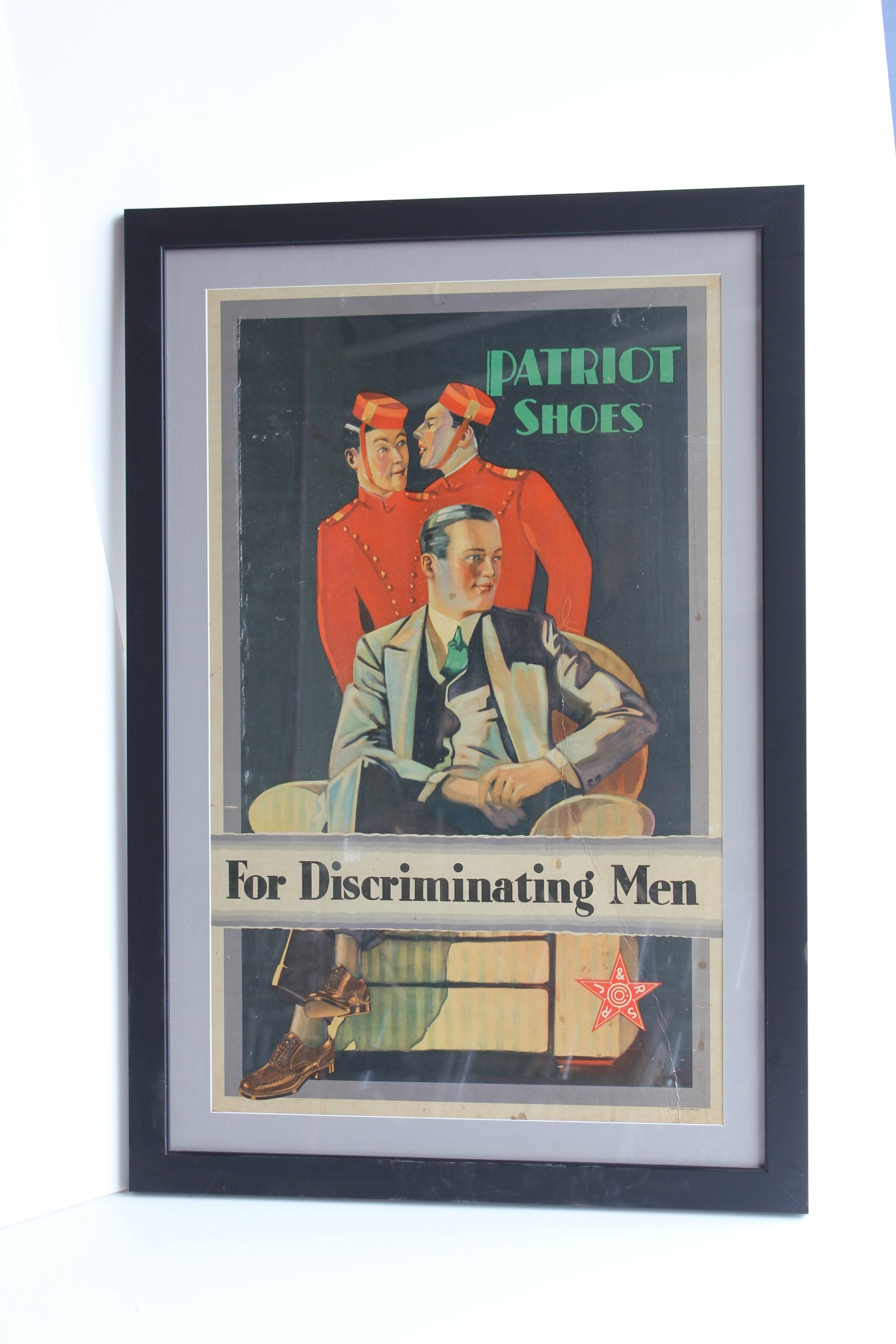 Art Deco Advertising Poster  " Patriot Shoes For Discriminating Men" For Sale