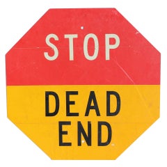 Vintage Metal Street Sign " Stop Dead End "