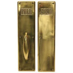 Vintage 1930'sSolid Brass Push & Pull Door SignsPlaques by Corbin