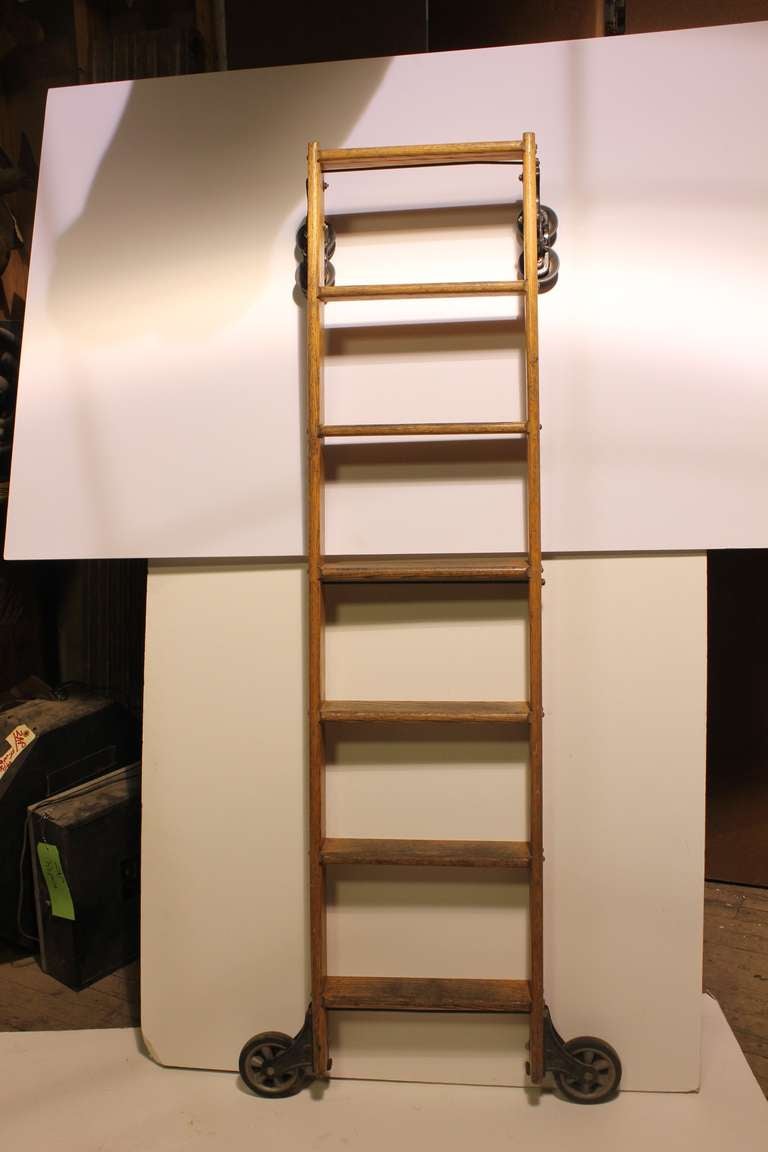 Antique American Oak Library Ladder at 1stDibs antique library