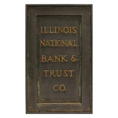 Antique Brass Sign, "Illinois National Bank & Trust Co."
