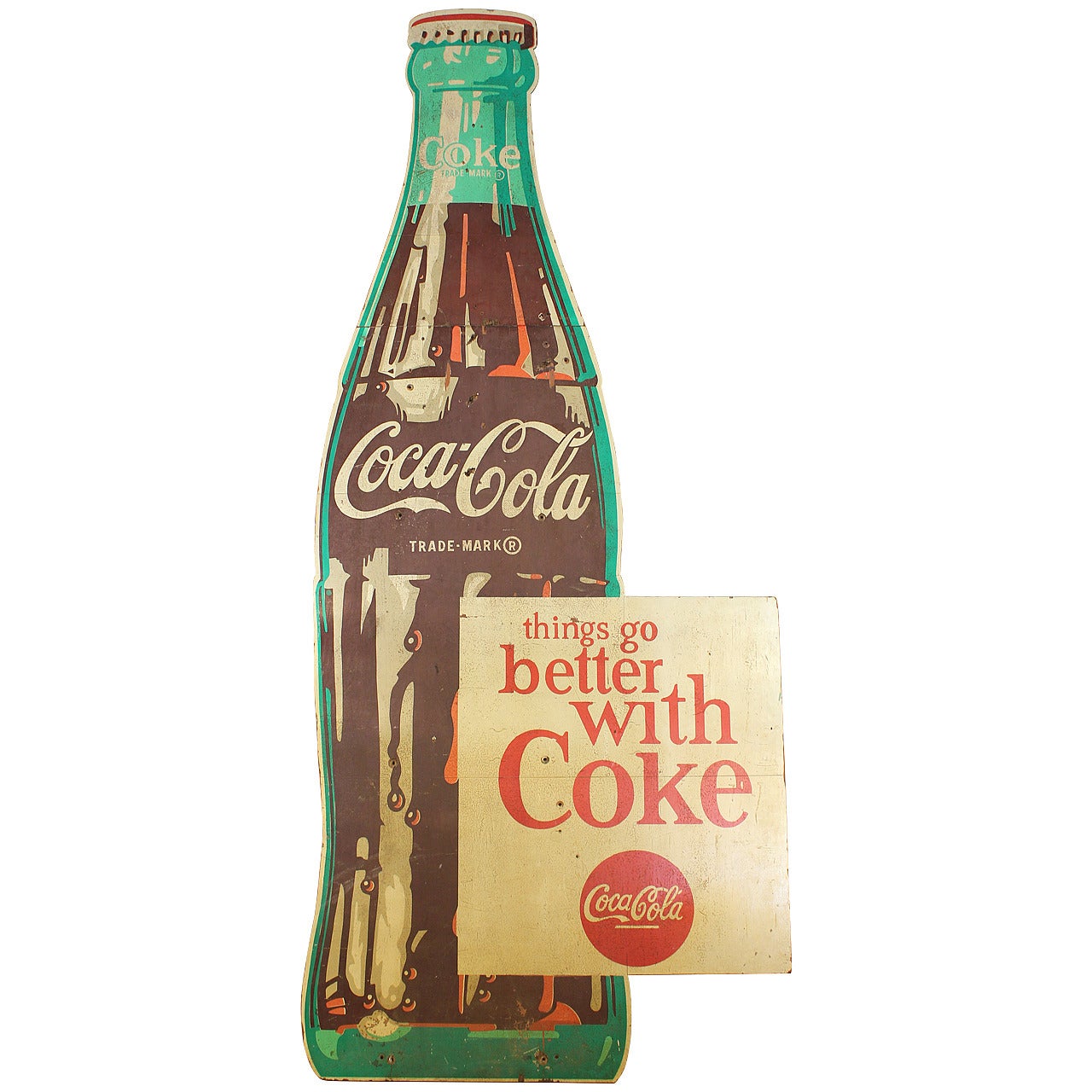 1950s Wood Coca Cola Sign For Sale