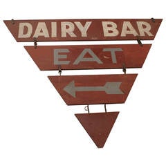 Vintage Double-Sided "Dairy Bar Eat" Sign