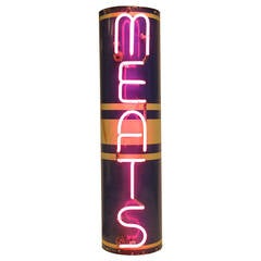 Antique Art Deco Pink Neon MEATS Sign