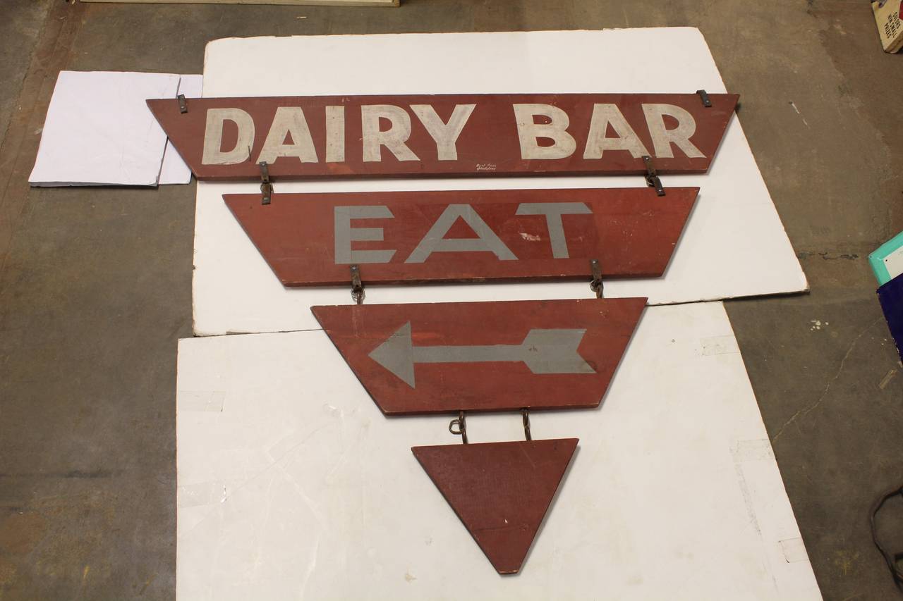 Vintage double-sided wood sign 