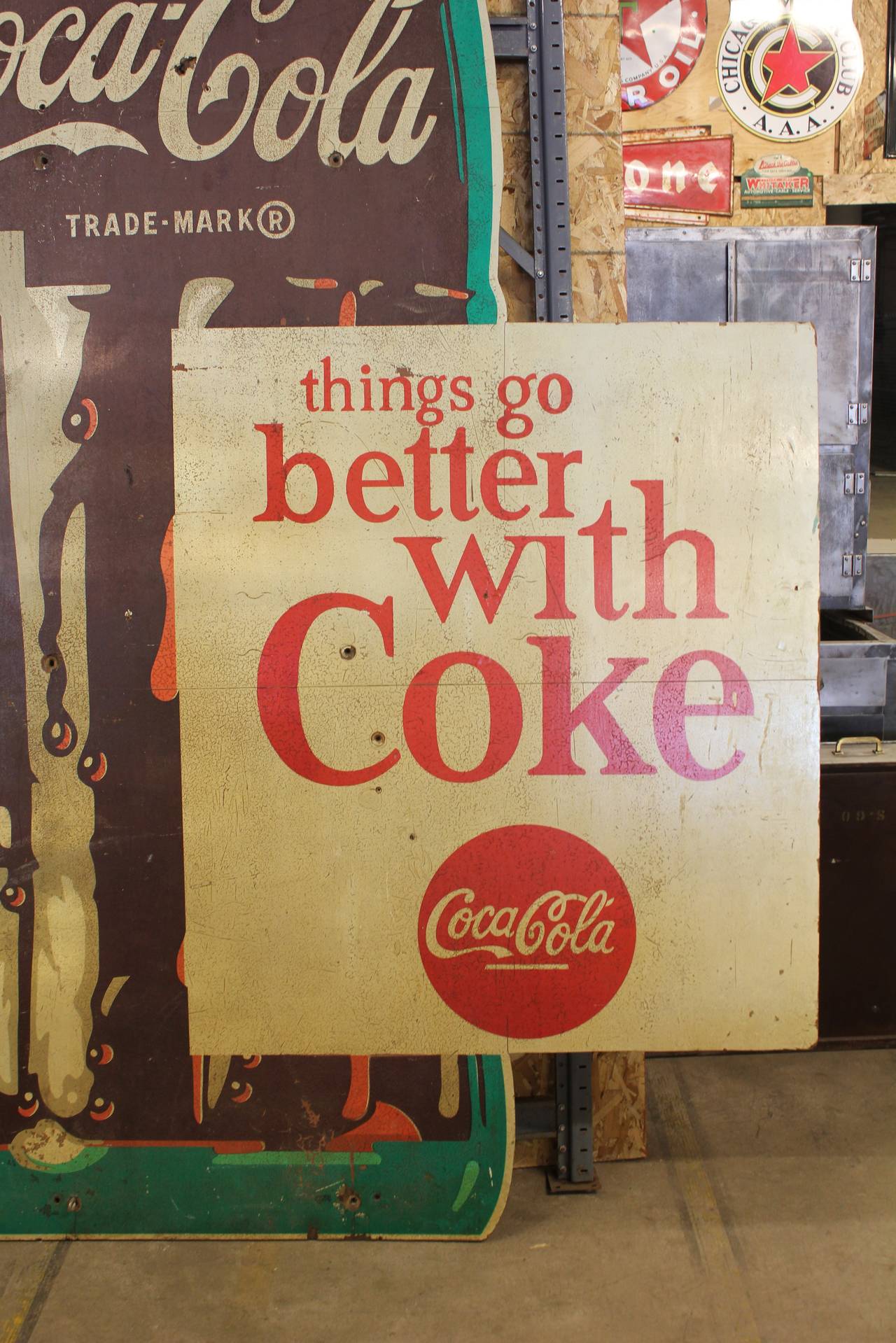 American 1950s Wood Coca Cola Sign For Sale