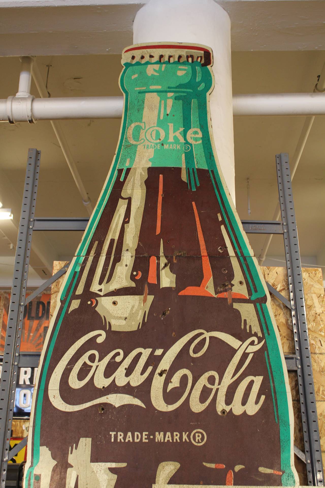 Folk Art 1950s Wood Coca Cola Sign For Sale