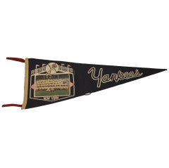 Vintage 1950's Yankees New York Pennant With Photo Of the Team