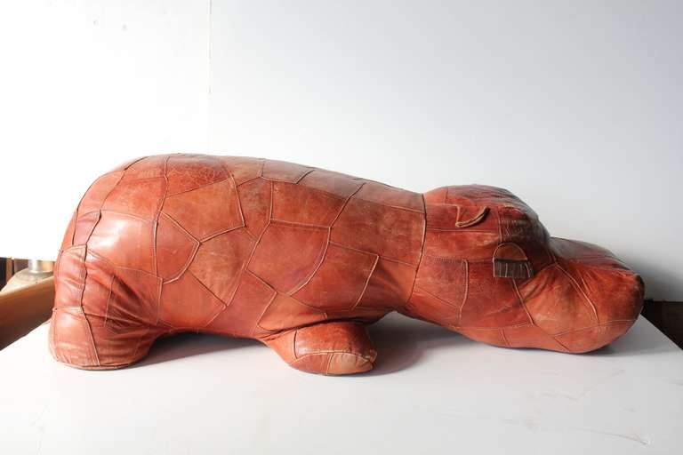 Over Sized Hand Made Leather Hippo Ottoman at 1stDibs