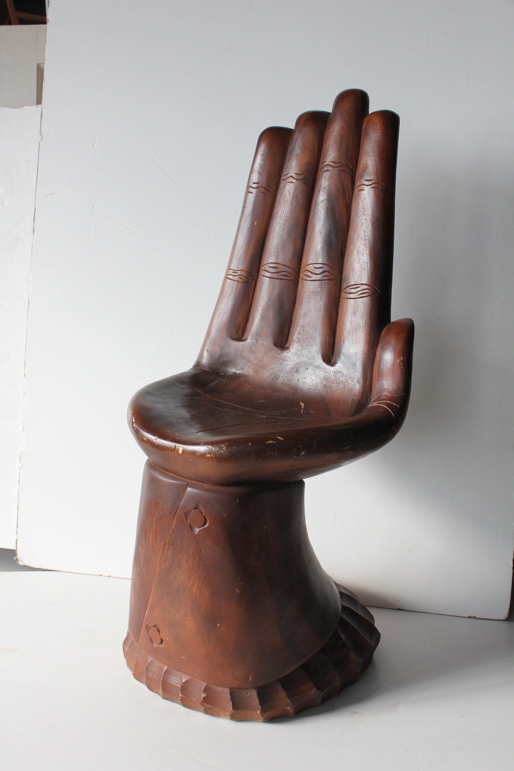 Folk Art Hand Carved Wood Chair