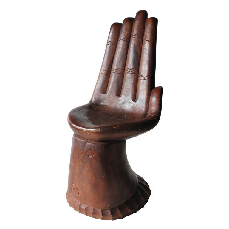 Folk Art Hand Carved Wood Chair at 1stdibs