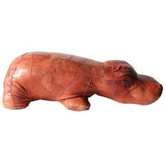 Over Sized Hand Made Leather Hippo Ottoman