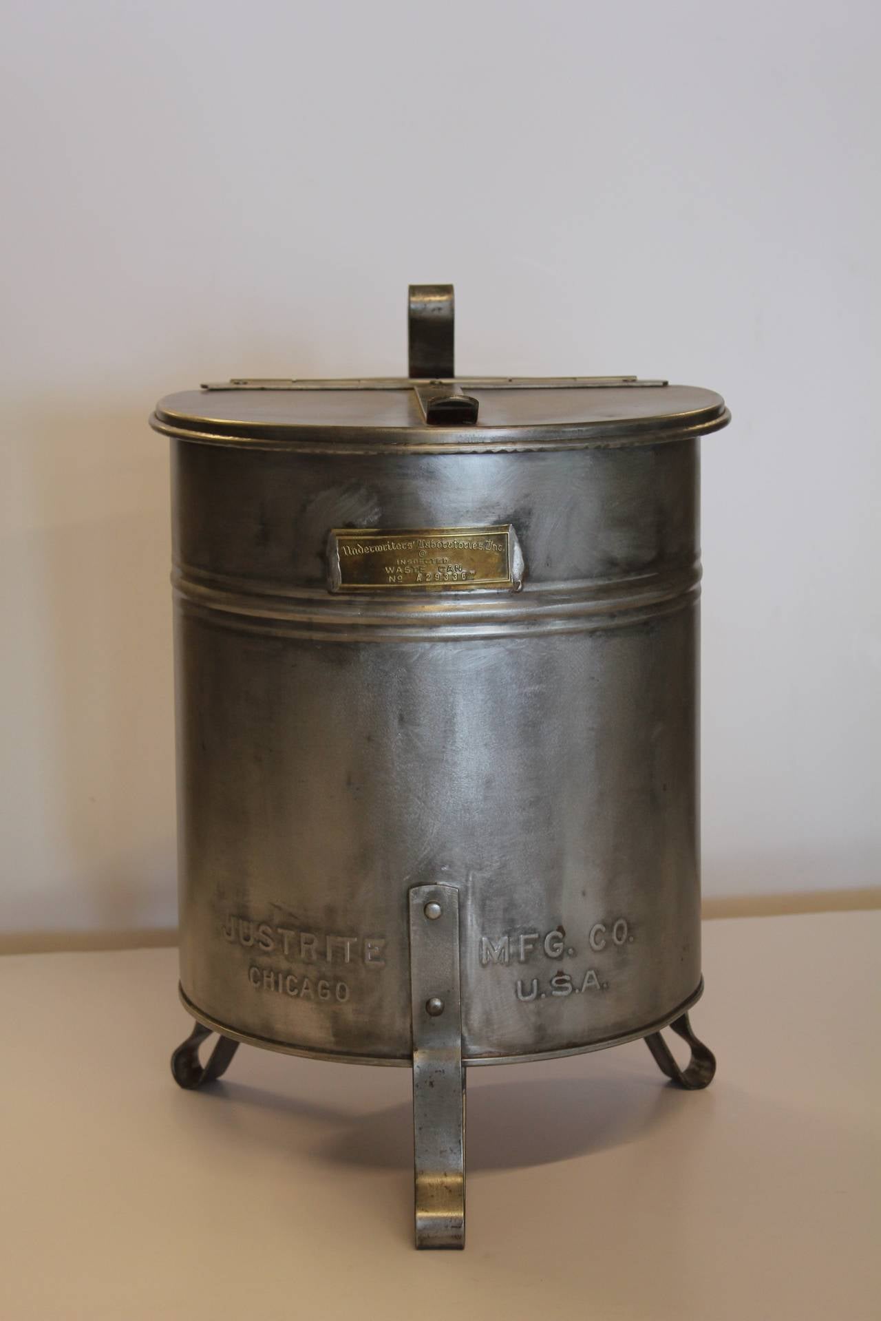 1930's Industrial Metal Waste Basket at 1stDibs