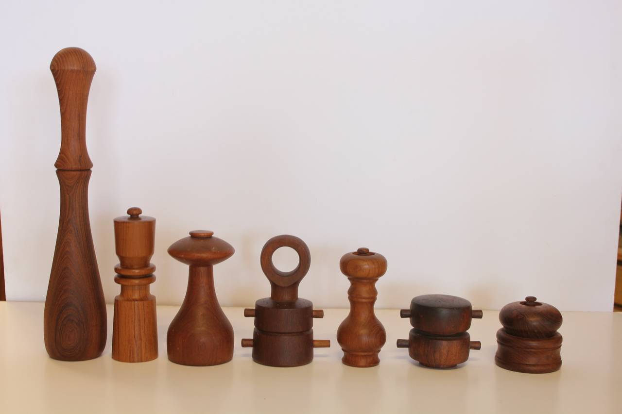 Mid-Century Modern Stylish Collection of Danish Pepper Mills by Quistgaard For Sale