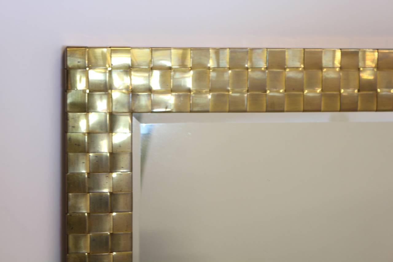 Mid-Century Modern Stylish Mid-Century Brass Mirror
