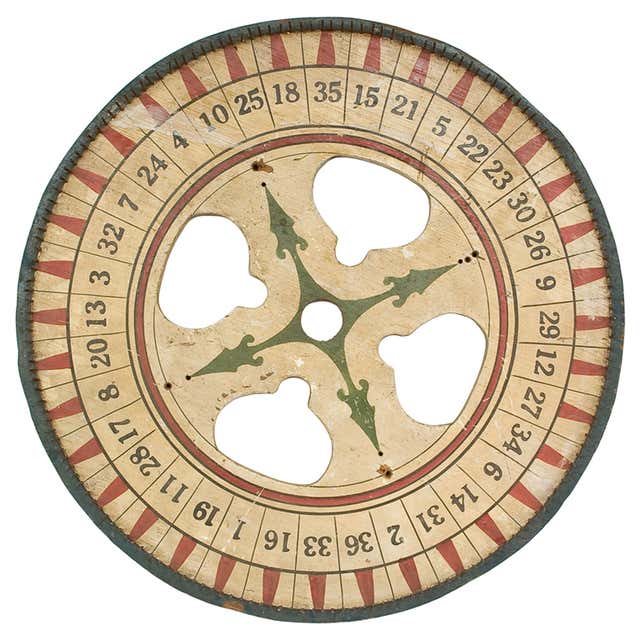 1900's American hand painted wooden roulette wheel at 1stDibs
