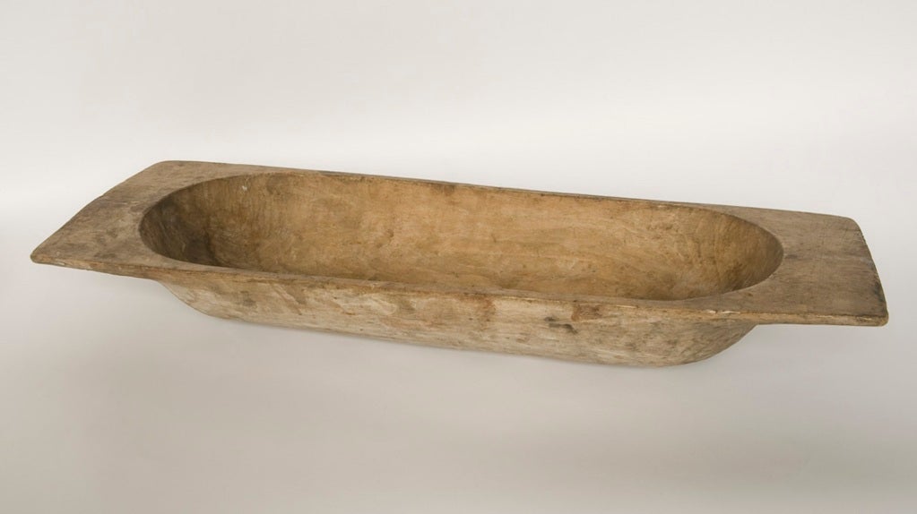 Oversized French wooden dough bowl