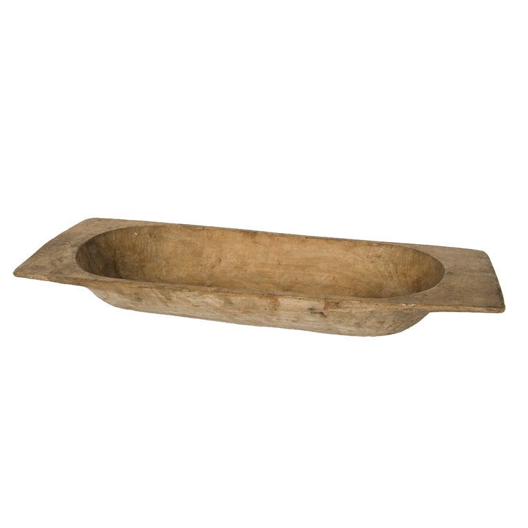 Antique French oversized wooden dough bowl