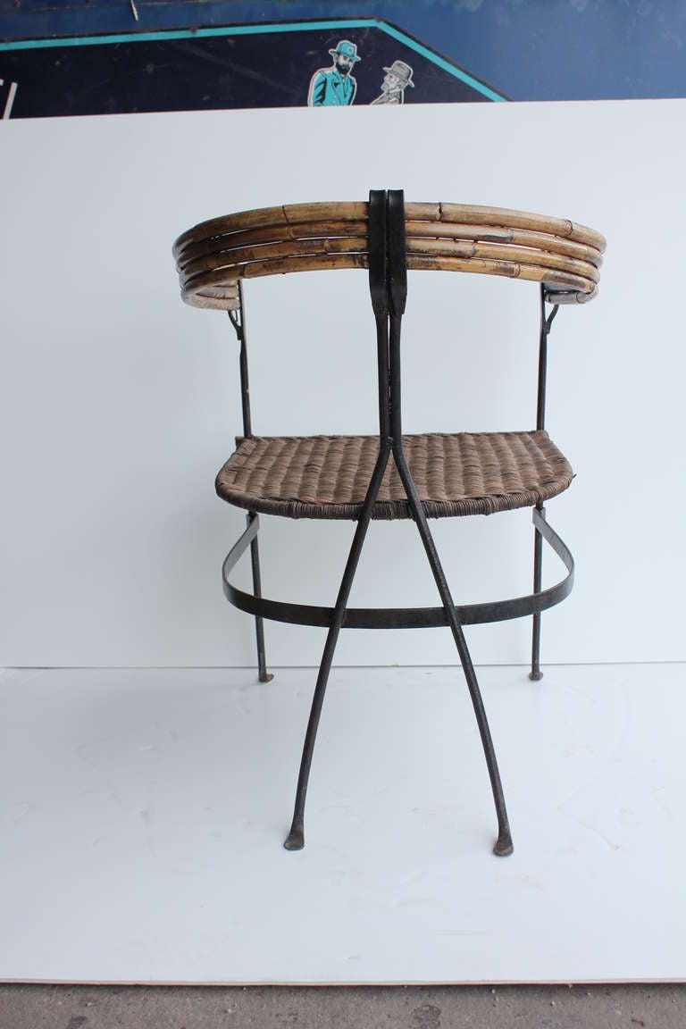 American Vintage Iron/Wicker Accent Armchair For Sale