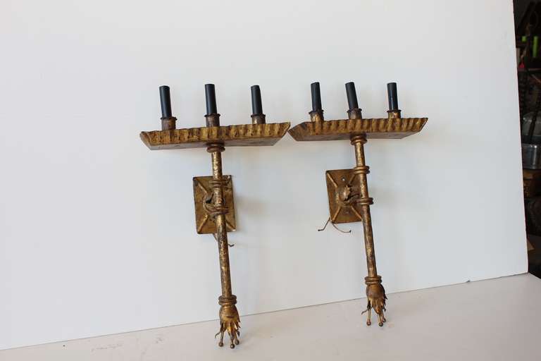 Italian Gold Leaf Wall Sconces