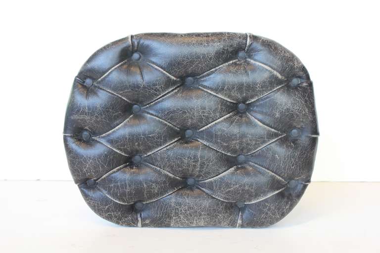 American 1920's Tufted Leather Footstool