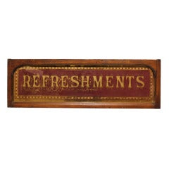 1900's Reverse Painted Glass " Refreshments " Sign