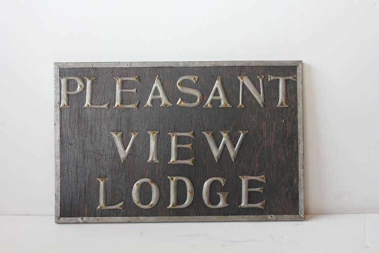 Antique Pleasant View Lodge Sign