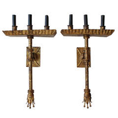 Italian Gold Leaf Wall Sconces