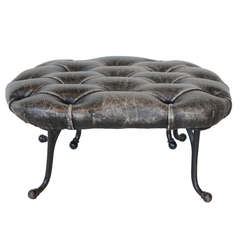1920's Tufted Leather Footstool