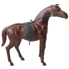 Vintage Large Hand Made Leather Horse Figurine