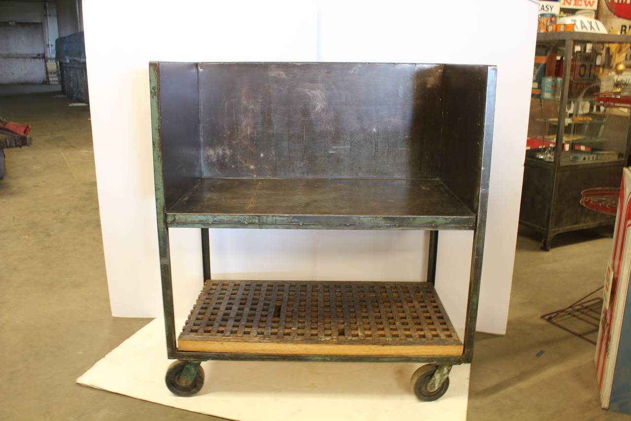 Vintage American Industrial rolling bar cart.
