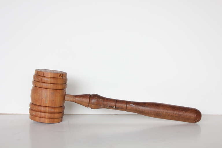 1900's hand made wooden judge gavel.