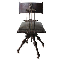 Antique Decorative Desk Leather Swivel Chair