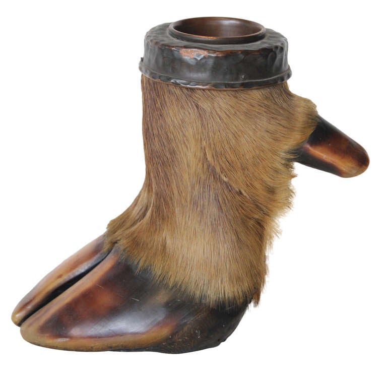 Circa 1900's Taxidermy Hoof Foot Ashtray For Sale